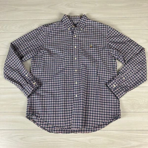 Polo Ralph Lauren Button Down Shirt Sz Large Red Blue Plaid Pinpoint Logo - Picture 1 of 10