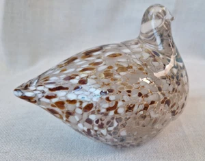 VTG Lasi-Kostamo Speckled Brown White Glass Bird Partridge Figurine Finland 6" - Picture 1 of 13