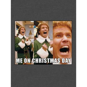 Elf Gray T-shirt "Me On Christmas Day" Small - Picture 1 of 3