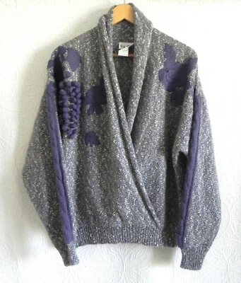 Suéter De Colección Juntos Fuax Envolvente Chal Cuello Ala de Murciélago Mezcla de Lana Bordado Talla L Foto 1 de 4