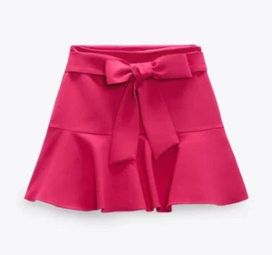 Zara Gonna con Fiocco Mini Pantaloncini Luminoso Rosa Acceso Fucsia M 10 6 38 - Imagen 1 de 8