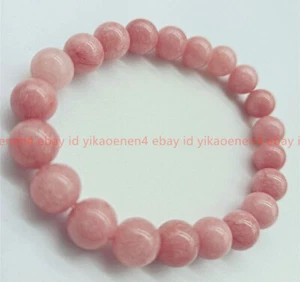 Natural Pretty 6/8/10/12mm Pink Rhodochrosite Gemtone Round Bead Bracelet 7.5"