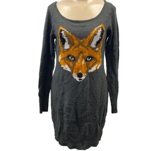 Xhilaration Fox Face Intarsia Knit Sweater Tunic Dress juniors medium - Picture 1 of 5