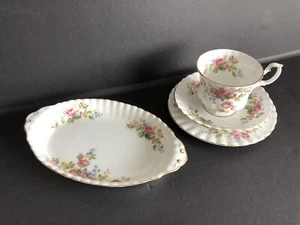 Royal Albert Moss Rose Tea Set and Dish Plate - Picture 1 of 7