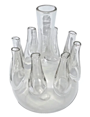 Holländische Tulpenvase mit 8 Tüllen mundgeblasen 1. Hälfte 19. Jhd. H. 19 cm - Bild 1 von 4