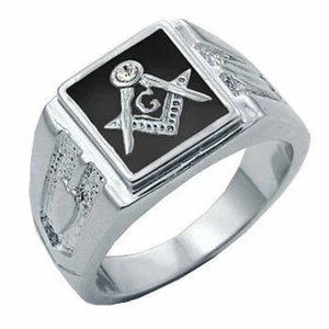 MASONIC MASON SILVER BLACK COLOR  RING ALL SIZES - Picture 1 of 1