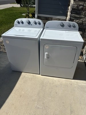 1 Year Old Whirlpool White Top Loading Washer Dryer Set! - Image 1 of 4