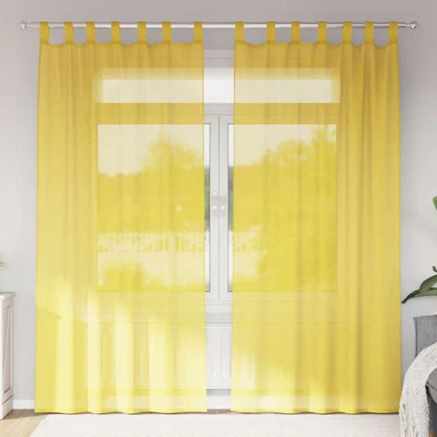 Voile Curtains with Rod Pockets 2 pcs Yellow vidaXL - Image 1 of 4