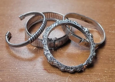 Lot of 4 EXCELLENT .925 Sterling Silver Bangle BRACELET 147.6 g $221.98 @ $50.57 - Image 1 of 3