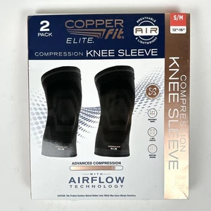 2-Pack Elite Copper Fit Knee Compression Sleeve Flexible S/M 12"-16", New - Picture 1 of 5