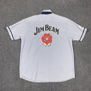 Jim Bean Official Shirt Mens Button Gray Front Pockets Embroidered Size Medium - Picture 1 of 5