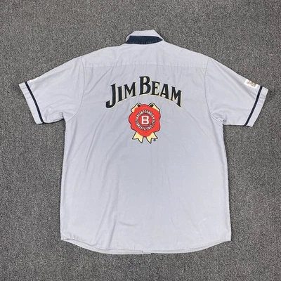 Jim Bean Official Shirt Mens Button Gray Front Pockets Embroidered Size Medium - Image 1 of 4