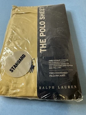 Vtg RALPH LAUREN Two Standard Pillowcases Khaki 100% Supima Cotton 250 Thread - Image 1 of 4