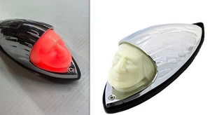 Indian Head Motorcycle Front Fender Ornament LED Light, RED, Chrome - Picture 1 of 8