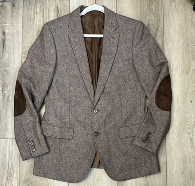 Chaqueta Blazer J Crew Para Hombres Thompson Tweed Mezcla Lana Gamuza Codo Marrón Talla 40R Foto 1 de 4