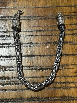 Antigua pulsera bizantina de plata de ley 925 de 30 g - diseño retorcido - audaz pesada Foto 1 de 4