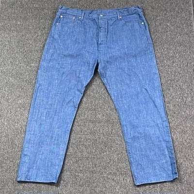 Jeans masculino Levis 501 44x32 azul branco carvalho cone denim botão mosca perna reta - Imagem 1 de 4