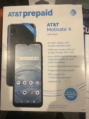AT&T Motivate 4, 32GB, Apex Blue - Prepaid Smartphone - Image 1 of 2
