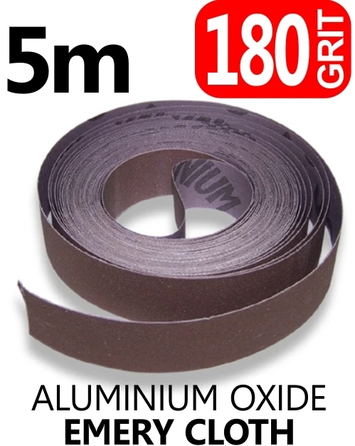 5m 180 GRIT Emery Cloth Aluminium Oxide Sanding Paper Sheet Metalworking 25mm - Image 1 of 1