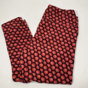 Lularoe Leggings Connecting Circle Design All Over Pattern Red w Black One Size - Picture 1 of 8