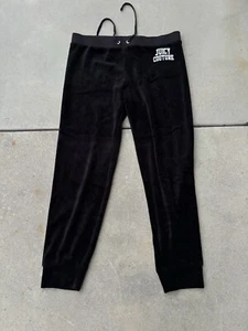 Y2K Juicy Couture schwarze Velours Samt Hose gerades Bein Damen Gr. M 32x26 #1 - Bild 1 von 7