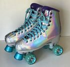 Bella Skates (size 6-8) Holographic Silver Rainbow Girls Roller Skates, Youth