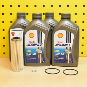 Set Originale Filtro Olio Guarnizioni Shell 15w50 per : Ducati Panigale V4 V4R - Foto 1 di 1