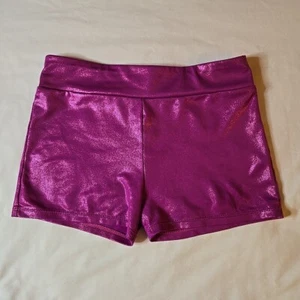 More Than Magic Sparkling Hot Pink  Booty Shorts Size 12 24w×9L×2I Poly/Spandex  - Picture 1 of 6