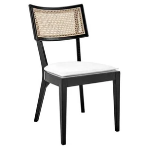 Modway Caledonia 19" Woven Back Farmhouse Wood Dining Side Chair in Black/White - Picture 1 of 8