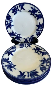 "4 platos de almuerzo de ensalada Pier 1 Ming porcelana 8,5"" blanco cobalto azul flores asiáticas" - Imagen 1 de 4