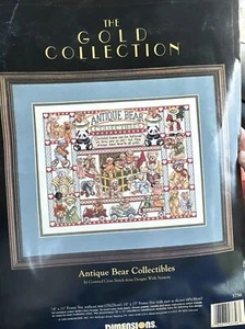 Dimensions Gold 3756 ANTIQUE BEAR COLLECTIBLES Counted Cross Stitch Kit USA Made - Picture 1 of 6