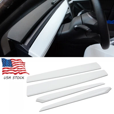 4PCS Dashboard Cover Wrap & Front Door Inner Armrest Panel Trim for Tesla 3 & Y Foto 1 de 4