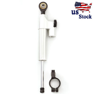 US CNC Steering Damper Stabilizer For BMW F650GS F800GS S1000RR R1200GS Silver