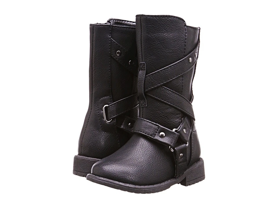  Botas Niñas Negras Estilo Motocicleta Botas Nuevas en Caja Niñas Pequeñas Talla 9 Foto 1 de 1