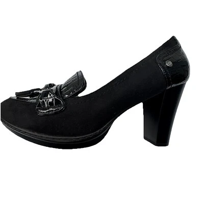 Sexy tacones gruesos negros Dana Buchman para mujer talla 9 Academia Fairy Goth Y2K Foto 1 de 4