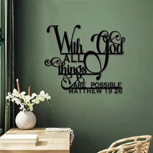God Bless All Is Possible Sign Metal Wall Decor Black Religious Wall Scriptu _ga - Picture 1 of 5