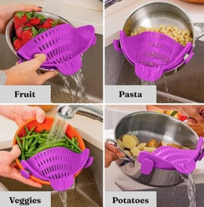 Colino per alimenti in silicone a scatto da cucina clip su colino resistente al calore Adju VIOLA - Foto 1 di 4