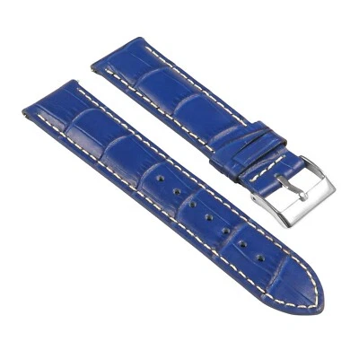 StrapsCo Mens Croc Crocodile Grain Embossed Padded Leather Watch Band Strap - Image 1 of 4