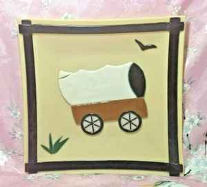 Vagón cubierto de vidrio fundido Go West Pioneer plato hecho a mano placa de 10x10 - Imagen 1 de 7