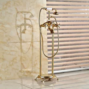 Bathroom Floor Stand Mounted Bathtub Tap Free Standing Bath Shower Mixer Faucet - Picture 1 of 6