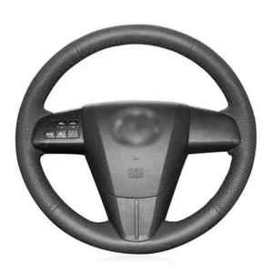 Hand-stitched Black Leather Car Steering Wheel Cover for Mazda 3 Axela 2010-2013 - Picture 1 of 16