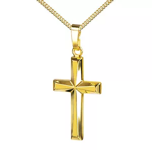Kreuz-Anhänger Gold-Kreuz 585 Gold 14 Karat in Hochglanz poliert mit 3D-Effekt - Bild 1 von 6