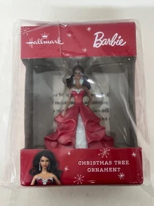 Seltenes Hallmark Barbie Weihnachtsbaumornament 2015 Neu im Karton - rotes Kleid brünett. - Bild 1 von 6