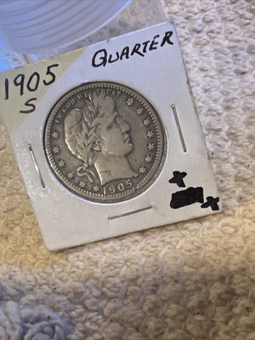 1905-s Barber Quarter.   really nice hard to fine original coin Cover