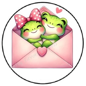 FROG VALENTINES DAY MAIL ENVELOPE SEALS LABELS STICKERS PARTY FAVORS - Picture 1 of 2