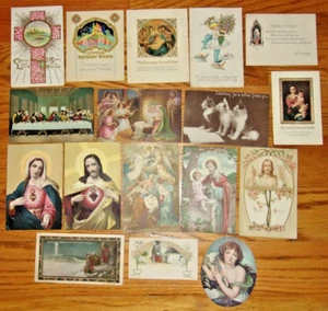 Lot of 17 Antique Picture Postcards Religious Christian Christmas etc - Picture 1 of 2