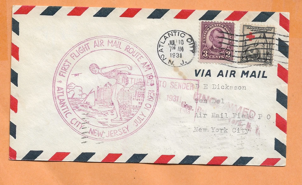 FIRST FLIGHT  ATLANTIC CITY NJ TO CITY HALL NY JUL 10,1931 - Image 1 of 1