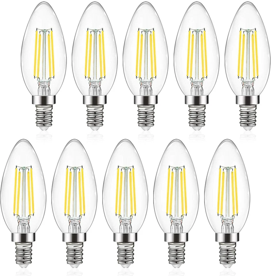 12X E12 LED Candelabra Base Bulb 60W Equivalent Filament 4000K LED Candle Bulb - Image 1 of 4