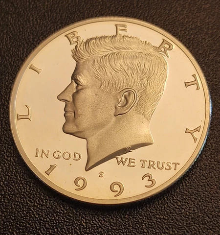 1993 S Silver Proof Kennedy Half Dollar - From a Proof Set - Free Shipping Cover