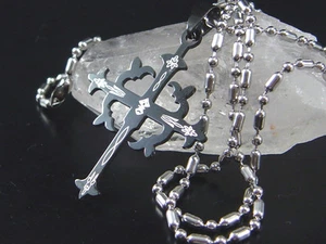 Halskette mit Kreuz Anhänger Edelstahl 60 cm Kette Biker Gothic Edelstahlkette - Bild 1 von 1
